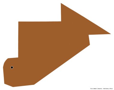 Moritanya 'nın başkenti Tiris Zemmour' un beyaz arka planda izole edilmiş hali. Desenli dokuların bileşimi. 3B görüntüleme