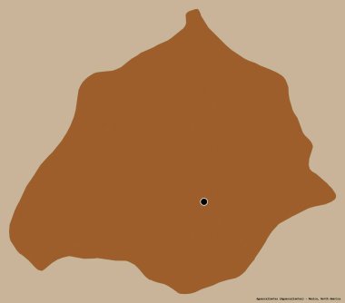 Meksika eyaleti Aguascalientes 'in şekli. Başkenti koyu renk arka planda izole edilmiş. Desenli dokuların bileşimi. 3B görüntüleme