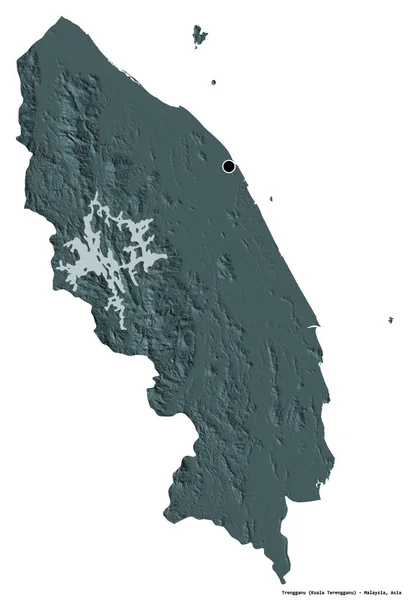 Forma Trengganu Estado Malasia Con Capital Aislada Sobre Fondo Blanco — Foto de Stock