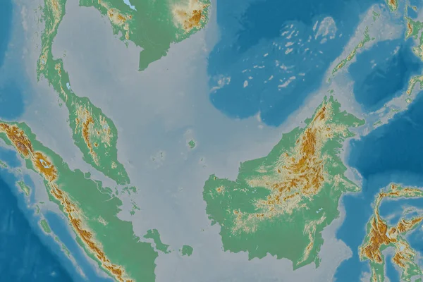 Área Estendida Malásia Mapa Topográfico Relevo Renderização — Fotografia de Stock