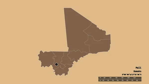 Vyprahlý Tvar Mali Hlavním Městem Hlavní Regionální Divizí Oddělenou Oblastí — Stock fotografie