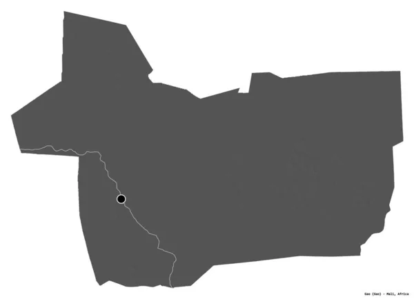 Kształt Gao Regionu Mali Stolicą Odizolowaną Białym Tle Dwupoziomowa Mapa — Zdjęcie stockowe