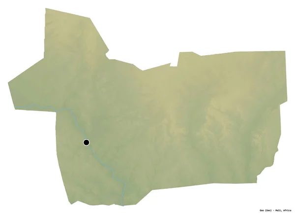 Tvar Gao Oblast Mali Hlavním Městem Izolovaným Bílém Pozadí Topografická — Stock fotografie