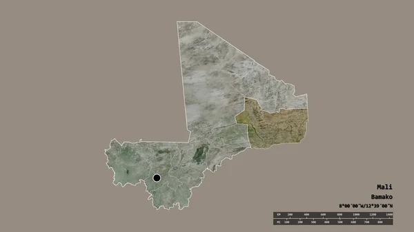 Die Ungesättigte Form Malis Mit Seiner Hauptstadt Der Wichtigsten Regionalen — Stockfoto