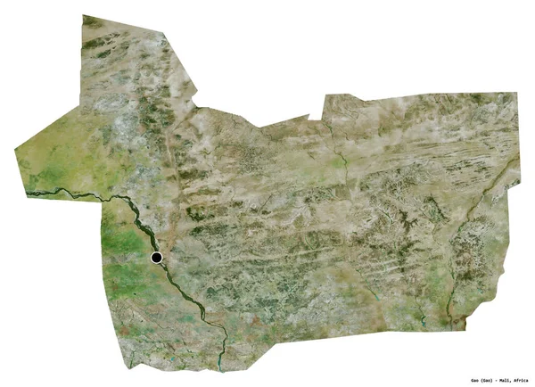 马里高原地区的形状 其首都被白色背景隔离 卫星图像 3D渲染 — 图库照片