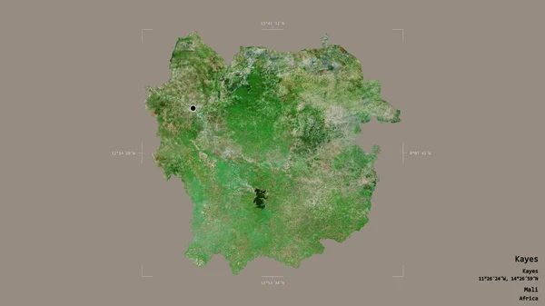 Area Kayes Region Mali Isolated Solid Background Georeferenced Bounding Box — Stock Photo, Image