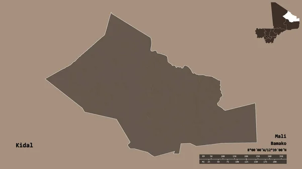 Form Von Kidal Region Von Mali Mit Seiner Hauptstadt Isoliert — Stockfoto