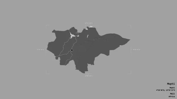 马里莫普提地区 以坚实的背景隔离在一个地理参考方块中 Bilevel高程图 3D渲染 — 图库照片