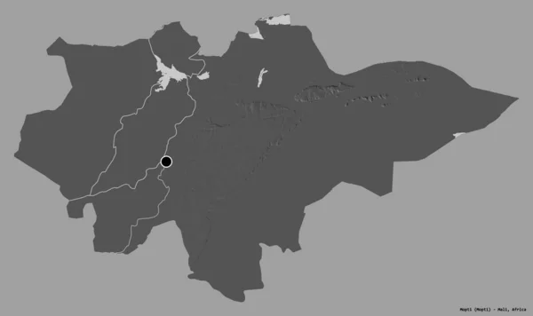 Form Mopti Regionen Mali Med Sin Huvudstad Isolerad Solid Färg — Stockfoto