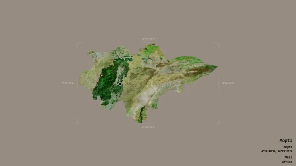 マリの地域であるモッティの地域は 洗練された境界の箱の中でしっかりとした背景に隔離されています ラベル 衛星画像 3Dレンダリング — ストック写真