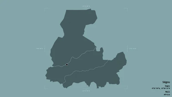 马里塞古地区的一个地区 在一个地理参考方块中被隔离在坚实的背景下 彩色高程图 3D渲染 — 图库照片