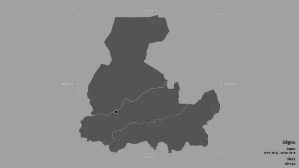 马里塞古地区的一个地区 在一个地理参考方块中被隔离在坚实的背景下 Bilevel高程图 3D渲染 — 图库照片