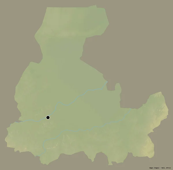 Forma Segou Región Malí Con Capital Aislada Sobre Fondo Color —  Fotos de Stock