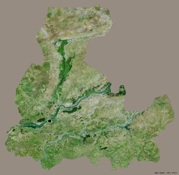 马里塞古的形状 其首都被隔离在纯色的背景上 卫星图像 3D渲染 — 图库照片