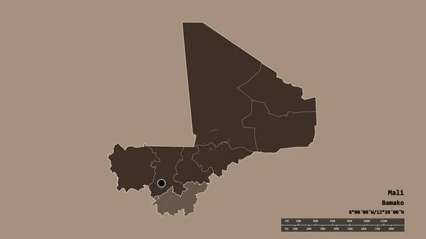 Die Ungesättigte Form Malis Mit Seiner Hauptstadt Der Wichtigsten Regionalen — Stockfoto