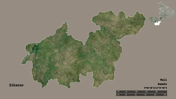 Forma Sikasso Región Malí Con Capital Aislada Sobre Fondo Sólido — Foto de Stock