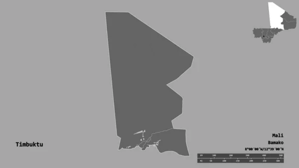 Forme Tombouctou Région Mali Avec Capitale Isolée Sur Fond Solide — Photo