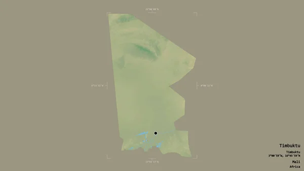马里地区廷巴克图的一个地区 在一个地理参照框的坚实背景下被隔离 地形浮雕图 3D渲染 — 图库照片