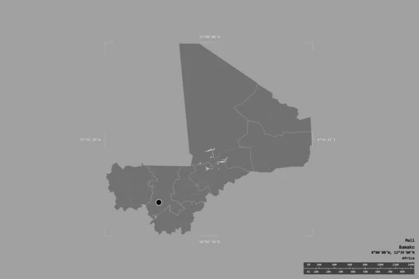 Площадь Мали Изолирована Твердом Фоне Геометрической Рамке Главное Региональное Подразделение — стоковое фото