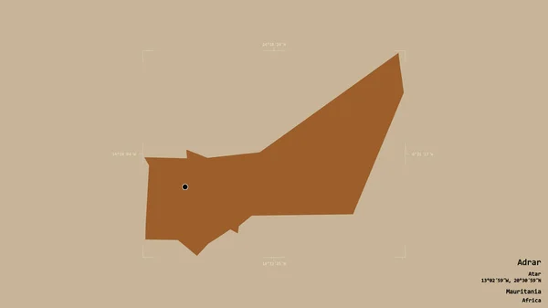 Oblast Adrar Oblast Mauritánie Izolované Pevném Pozadí Georeferencované Hraniční Oblasti — Stock fotografie