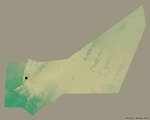 アドラーの形 モーリタニアの地域 その首都は 固体色の背景に隔離されています 地形図 3Dレンダリング — ストック写真