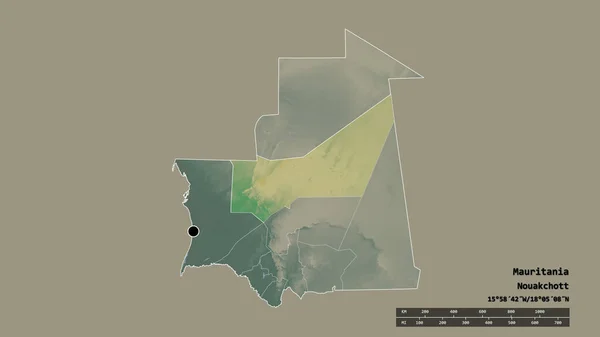 Forma Desnaturalizada Mauritania Con Capital División Regional Principal Zona Separada —  Fotos de Stock