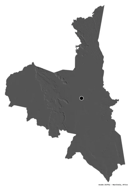 モーリタニア地方のアッサバの形で その首都は白い背景に孤立しています 標高マップ 3Dレンダリング — ストック写真