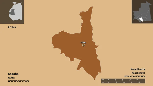 Shape Assaba Region Mauretanien Und Seine Hauptstadt Entfernungsskala Vorschau Und — Stockfoto