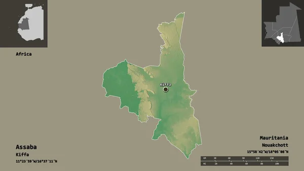 Shape Assaba Region Mauretanien Und Seine Hauptstadt Entfernungsskala Vorschau Und — Stockfoto