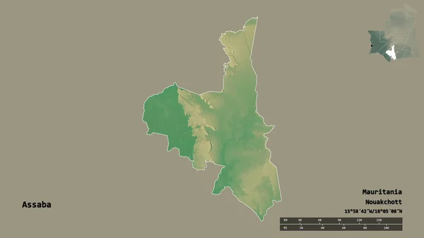 Forma Assaba Región Mauritania Con Capital Aislada Sobre Fondo Sólido — Foto de Stock