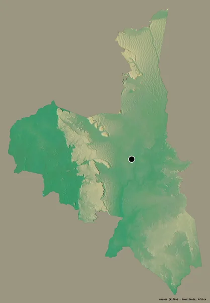 Forma Assaba Região Mauritânia Com Sua Capital Isolada Fundo Cor — Fotografia de Stock