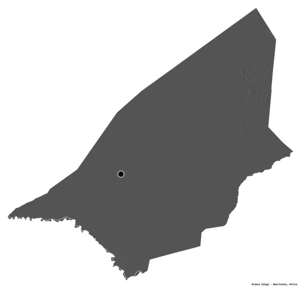 モーリタニア地方のブラクナの形で その首都は白い背景に孤立しています 標高マップ 3Dレンダリング — ストック写真