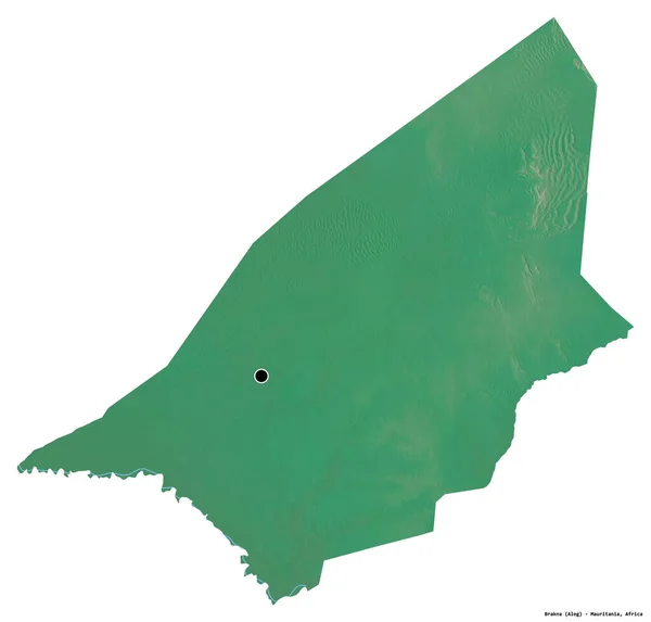 モーリタニア地方のブラクナの形で その首都は白い背景に孤立しています 地形図 3Dレンダリング — ストック写真