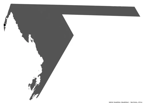 Forme Dakhlet Nouadhibou Région Mauritanie Avec Capitale Isolée Sur Fond — Photo