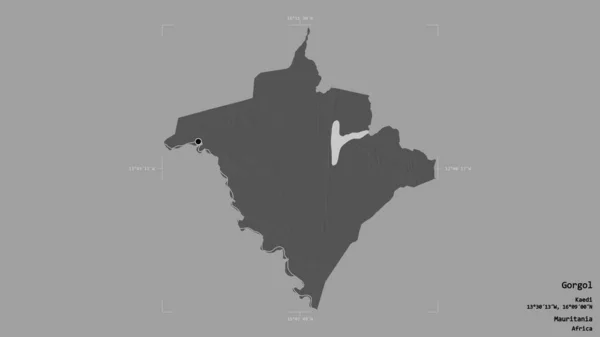 Територія Горголя Області Мавританії Ізольована Твердому Тлі Геодезичній Обмежувальній Коробці — стокове фото