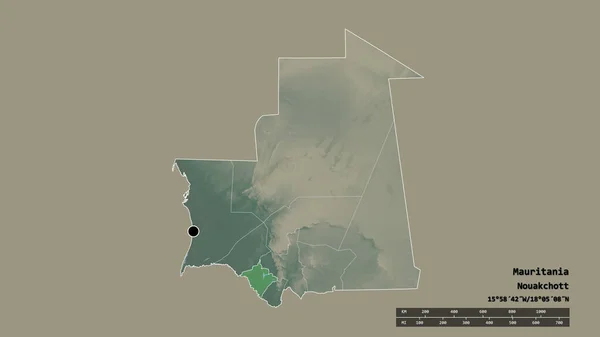 Forma Desnaturalizada Mauritania Con Capital División Regional Principal Zona Separada — Foto de Stock