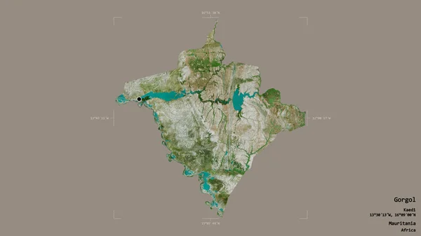 毛里塔尼亚地区Gorgol的一个地区 在一个地理参照框的坚实背景上被隔离 卫星图像 3D渲染 — 图库照片