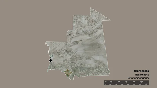 Die Ungesättigte Form Mauretaniens Mit Seiner Hauptstadt Der Wichtigsten Regionalen — Stockfoto
