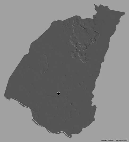 Форма Guidimaka Регион Мавритании Столицей Изолированы Твердом Цветном Фоне Карта — стоковое фото