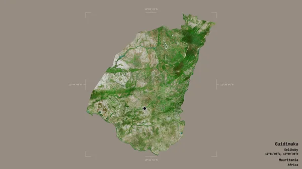 Zona Guidimaka Región Mauritania Aislada Sobre Fondo Sólido Una Caja — Foto de Stock