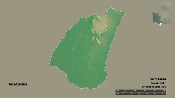 Σχήμα Guidimaka Περιοχή Της Μαυριτανίας Κεφάλαιό Της Απομονωμένο Στέρεο Υπόβαθρο — Φωτογραφία Αρχείου