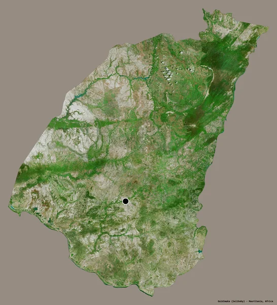モーリタニアの領域であるギディマカの形で その首都はしっかりとした色背景に隔離されています 衛星画像 3Dレンダリング — ストック写真