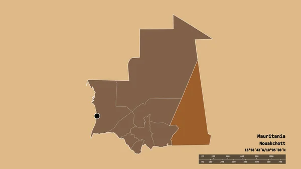 Bentuk Mauritania Dengan Ibukotanya Divisi Regional Utama Dan Wilayah Hodh — Stok Foto