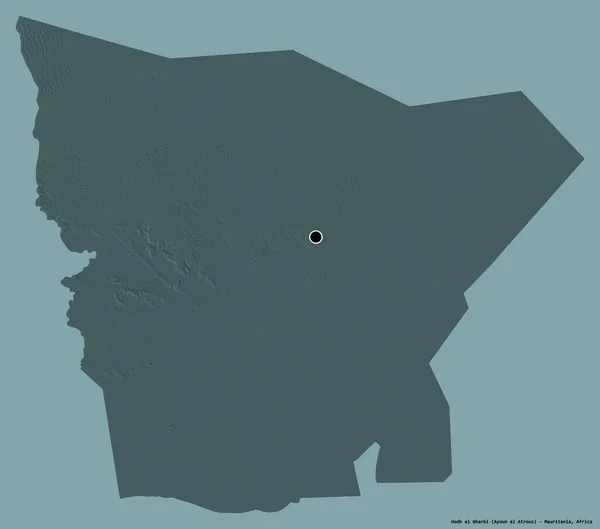 毛里塔尼亚地区Hodh Gharbi的形状 其首都为单色背景 彩色高程图 3D渲染 — 图库照片