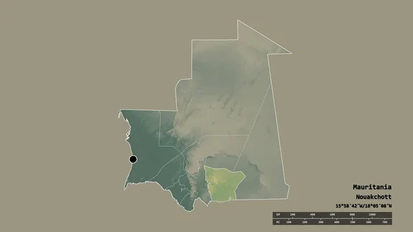 Forma Desnaturalizada Mauritania Con Capital División Regional Principal Zona Separada — Foto de Stock