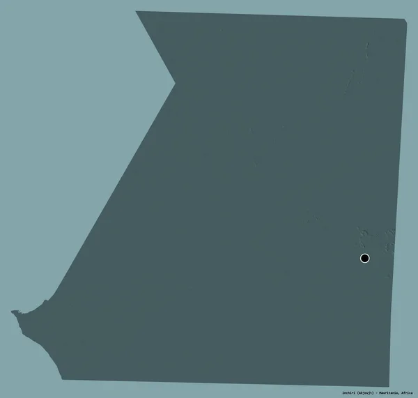 モーリタニア地方のインチリの形で その首都はしっかりとした色背景に隔離されています 色の標高マップ 3Dレンダリング — ストック写真
