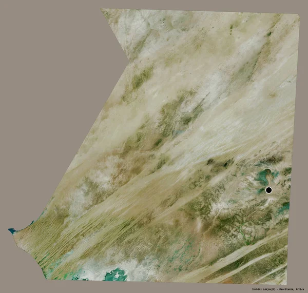 Moritanya 'nın İnchiri bölgesinin başkenti katı bir renk arkaplanı ile izole edilmiştir. Uydu görüntüleri. 3B görüntüleme