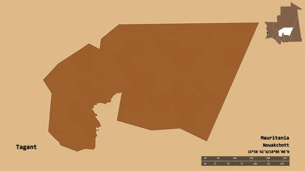 Forma Tagant Região Mauritânia Com Sua Capital Isolada Fundo Sólido — Fotografia de Stock