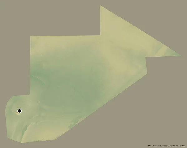 Форма Тирис Земмур Регион Мавритании Столицей Изолированы Твердом Цветном Фоне — стоковое фото