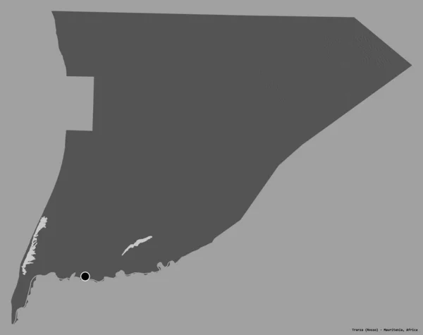 モーリタニア地方のトラルザの形で その首都はしっかりとした色の背景に隔離されています 標高マップ 3Dレンダリング — ストック写真